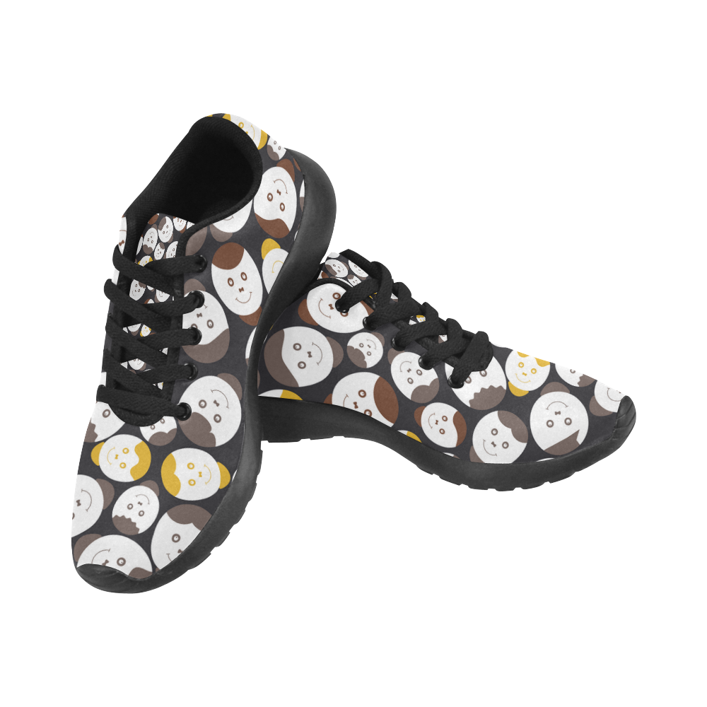 brown smiley faces Kid's Running Shoes (Model 020)