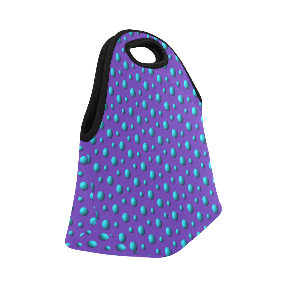 Terrific Turquoise Polka Dots on Passionate Purple Neoprene Lunch Bag/Small (Model 1669)