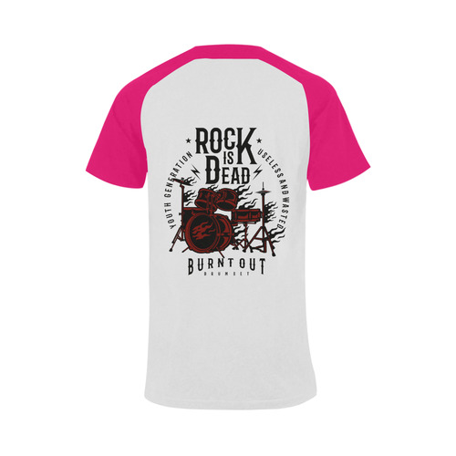 Rock Is Dead Pink Men's Raglan T-shirt Big Size (USA Size) (Model T11)