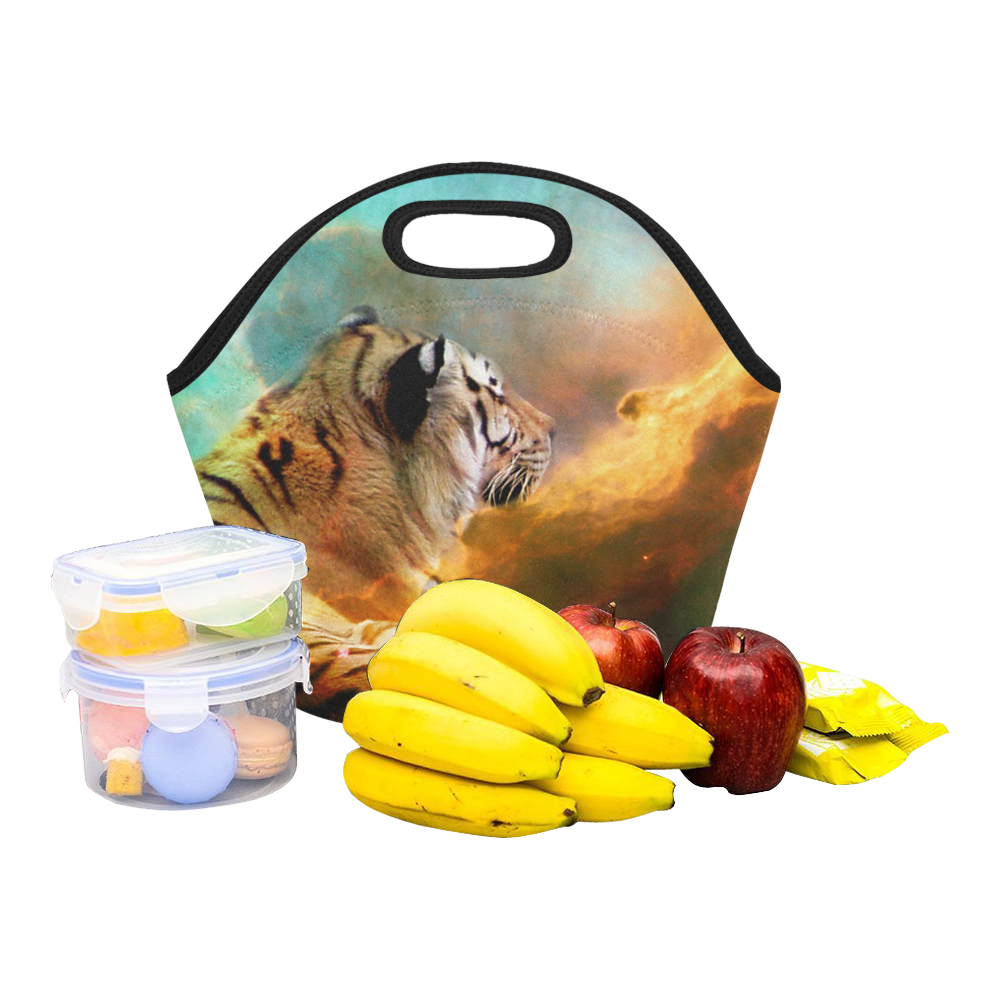 Tiger and Nebula Neoprene Lunch Bag/Small (Model 1669)