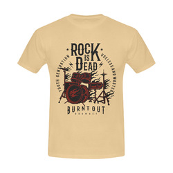 Rock Is Dead Beige Men's Slim Fit T-shirt (Model T13)
