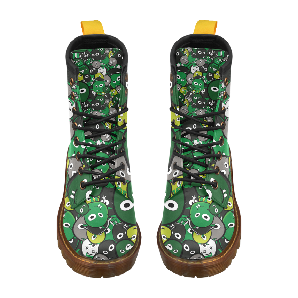 green doodle monsters High Grade PU Leather Martin Boots For Women Model 402H