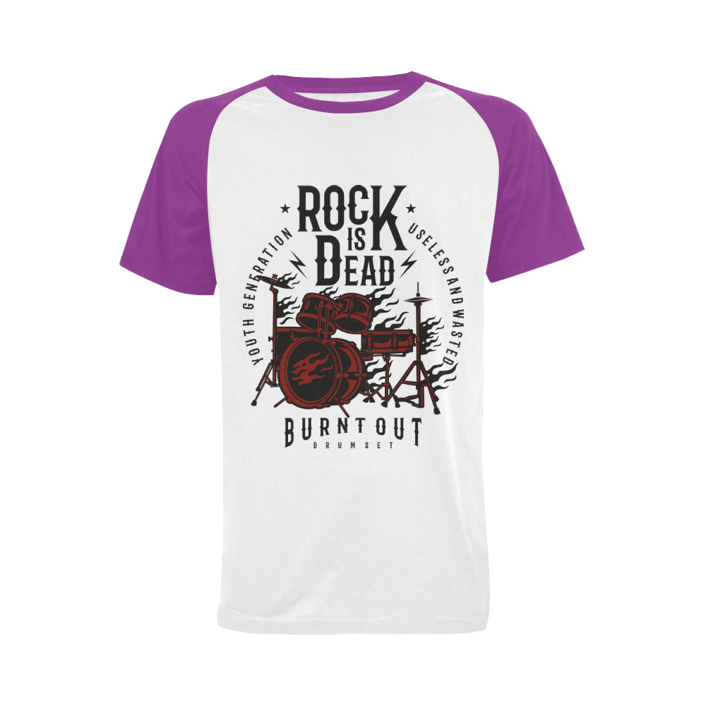 Rock Is Dead Purple Men's Raglan T-shirt Big Size (USA Size) (Model T11)