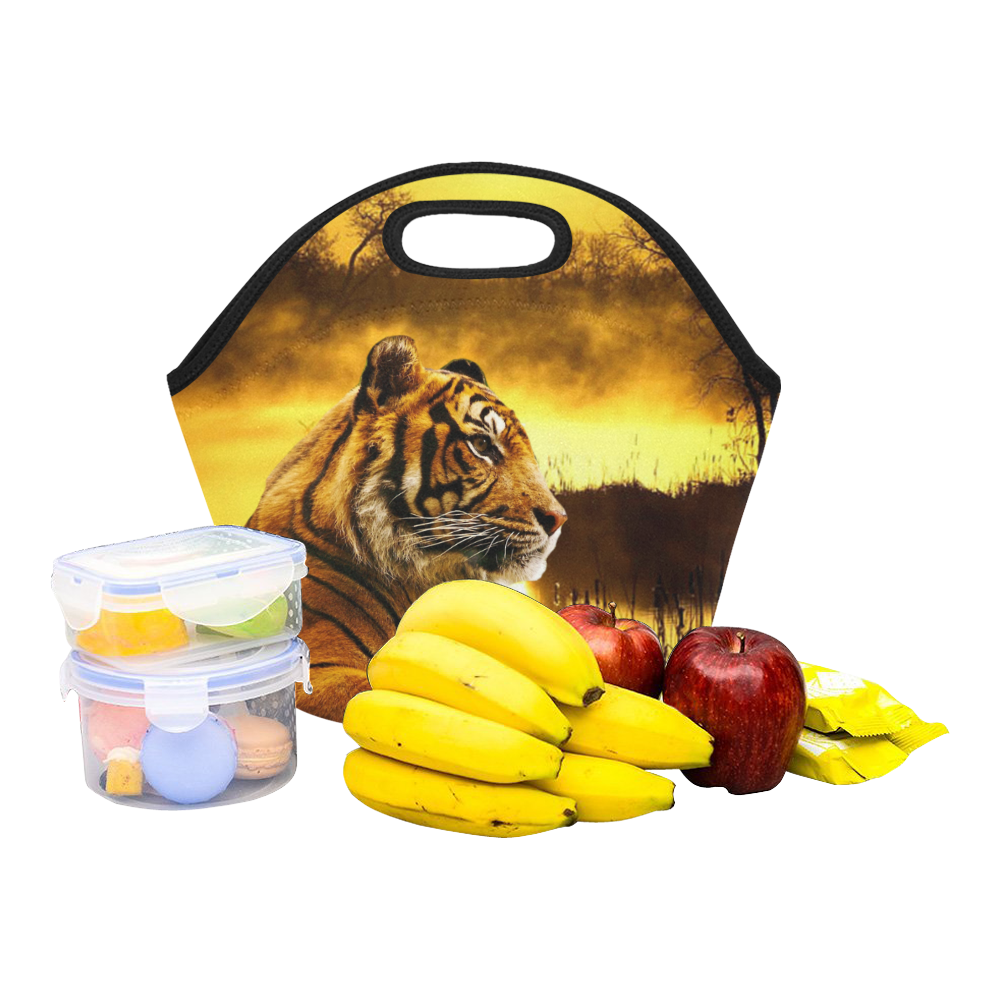 Tiger and Sunset Neoprene Lunch Bag/Small (Model 1669)