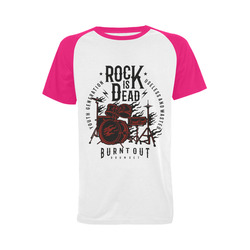 Rock Is Dead Pink Men's Raglan T-shirt Big Size (USA Size) (Model T11)
