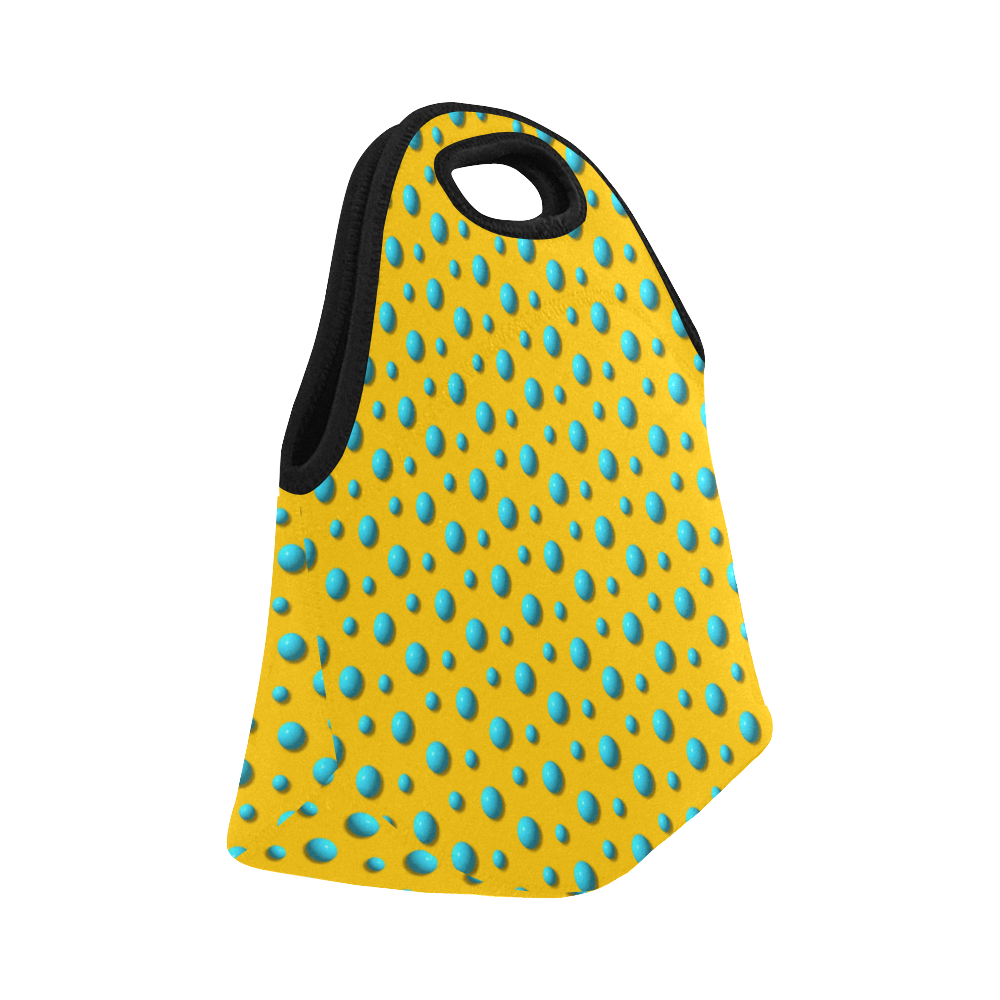 Terrific Turquoise Polka Dots on Yellow Orange Neoprene Lunch Bag/Small (Model 1669)