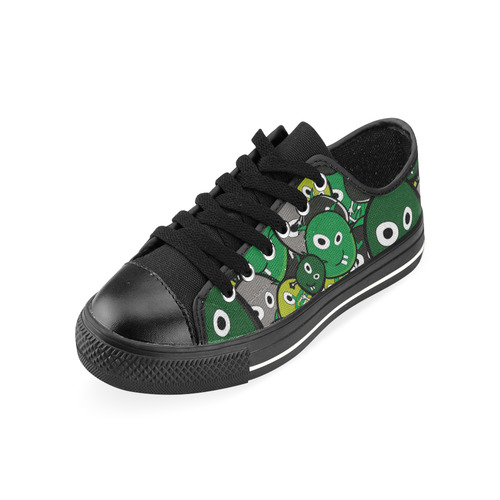 green doodle monsters Low Top Canvas Shoes for Kid (Model 018)