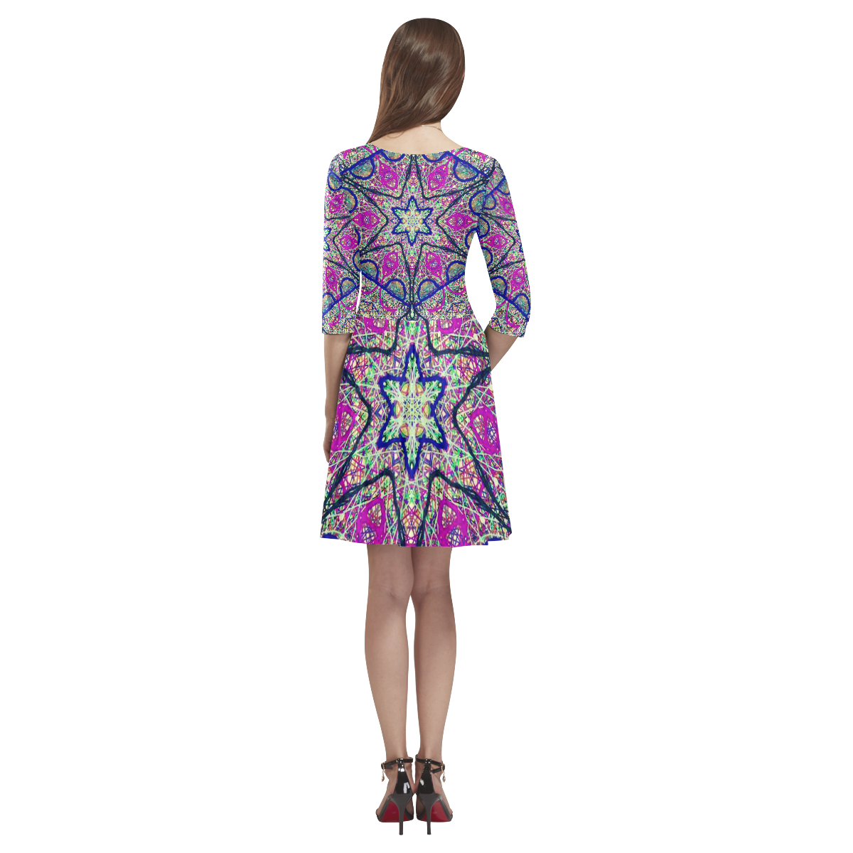 Thleudron Cipriana Tethys Half-Sleeve Skater Dress(Model D20)