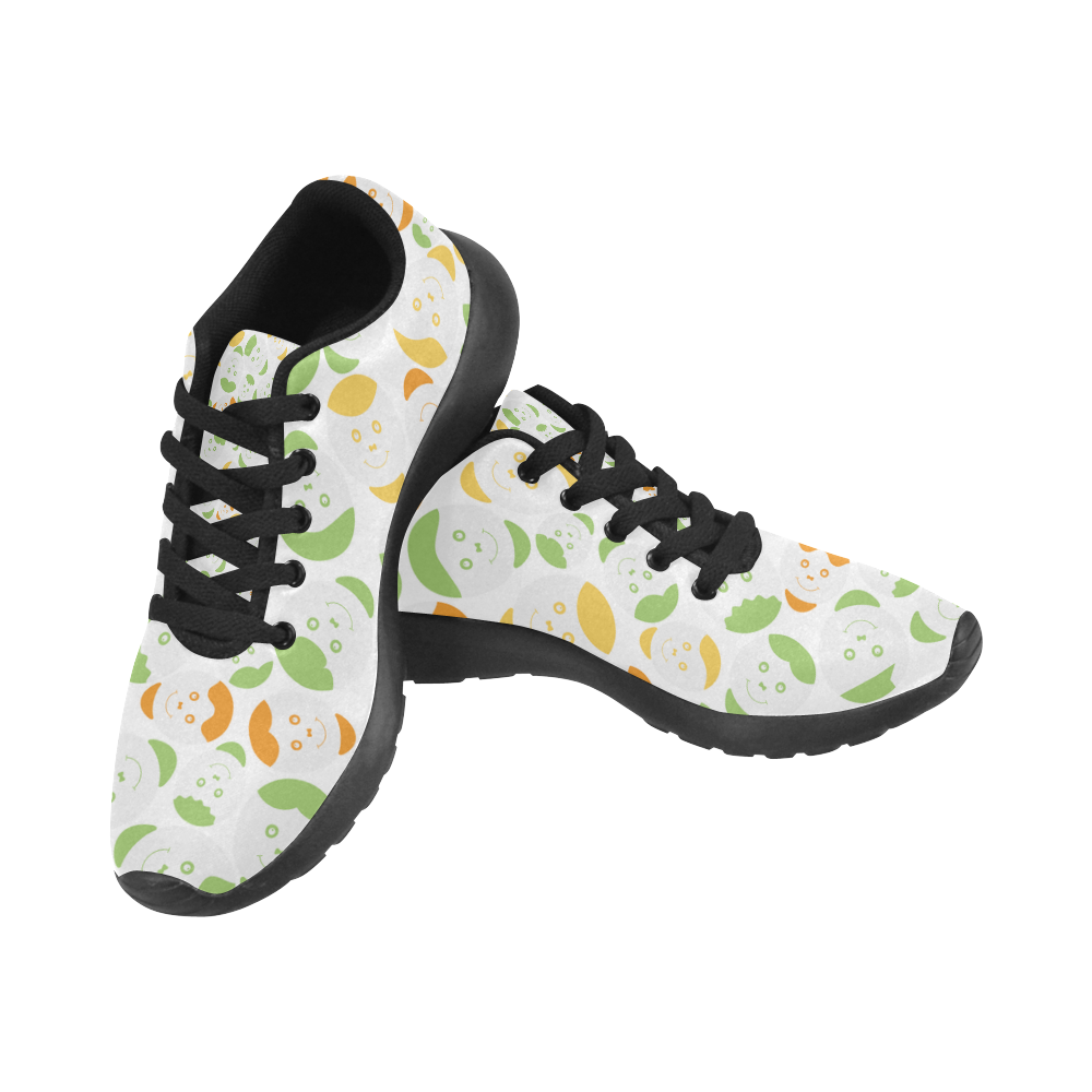 green smiley faces Kid's Running Shoes (Model 020)