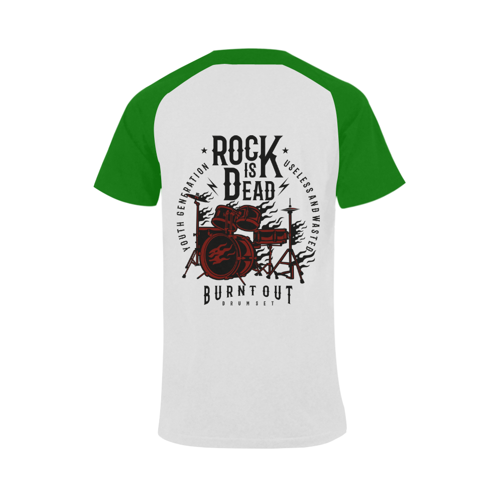 Rock Is Dead Green Men's Raglan T-shirt (USA Size) (Model T11)