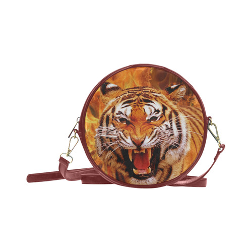 Tiger and Flame Round Sling Bag (Model 1647)
