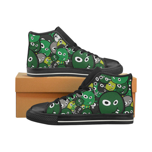 green doodle monsters High Top Canvas Shoes for Kid (Model 017)