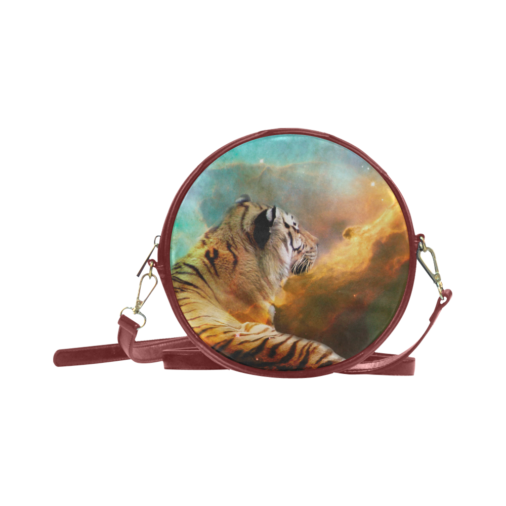 Tiger and Nebula Round Sling Bag (Model 1647)