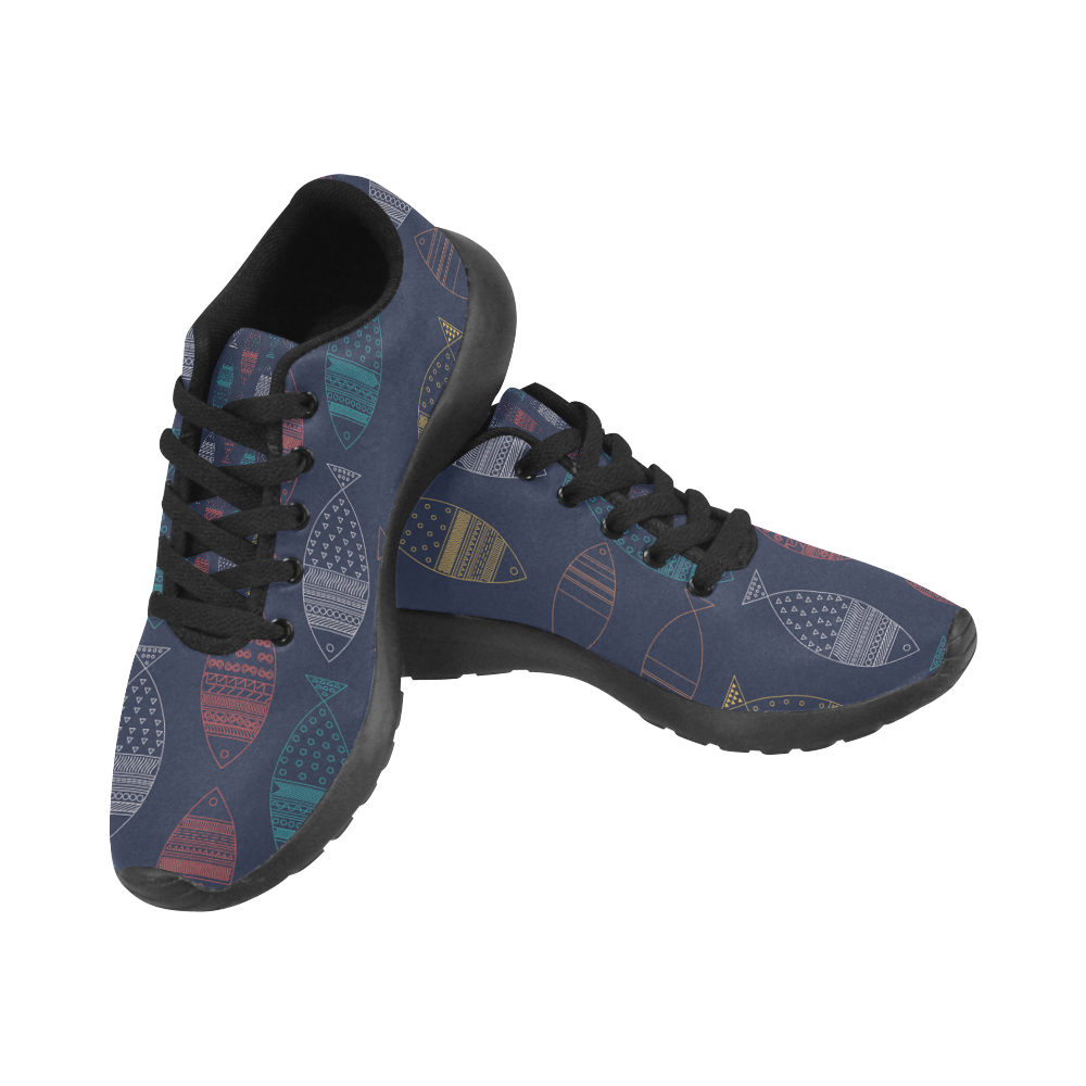 color abstract fish Kid's Running Shoes (Model 020)