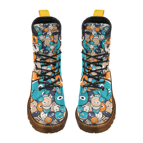 cartoon monsters High Grade PU Leather Martin Boots For Men Model 402H