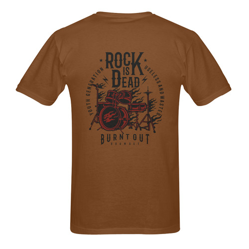 Rock Is Dead Brown Men's T-Shirt in USA Size (Two Sides Printing)