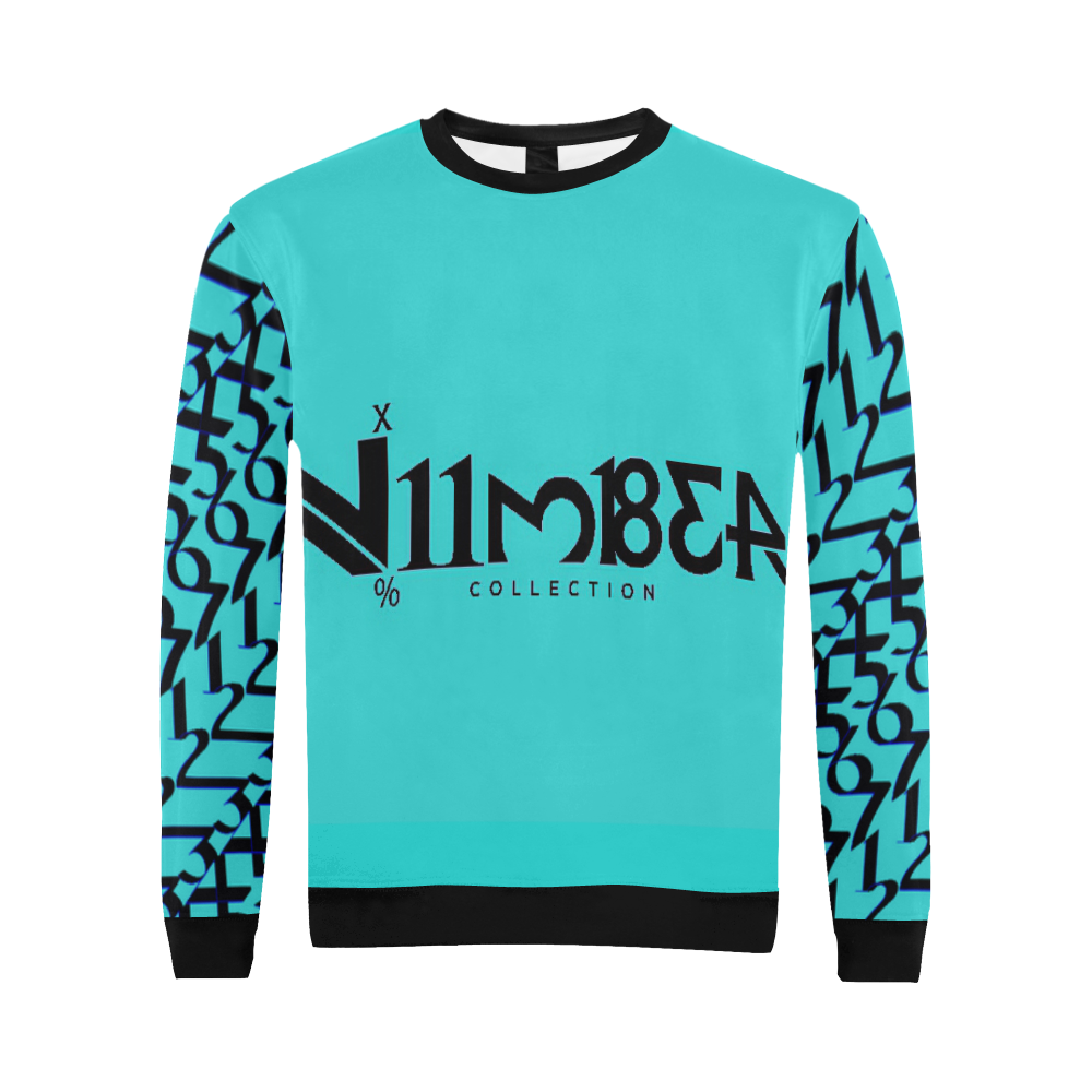 NUMBERS Collection Men 1234567 Logo Sweatshirt (Grn) All Over Print Crewneck Sweatshirt for Men (Model H18)