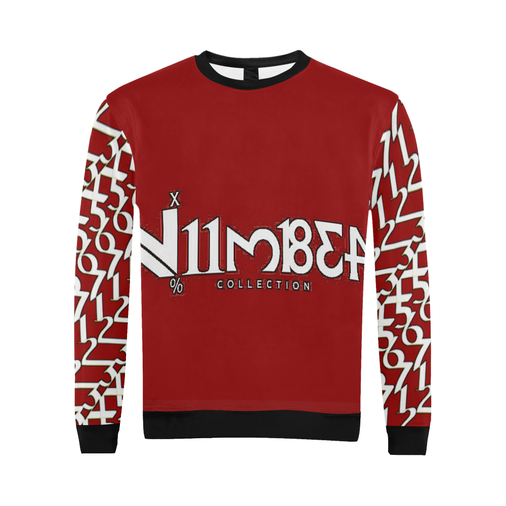 NUMBERS Collection Men 1234567 Logo Sweatshirt (Red/Blk/Wht) All Over Print Crewneck Sweatshirt for Men (Model H18)