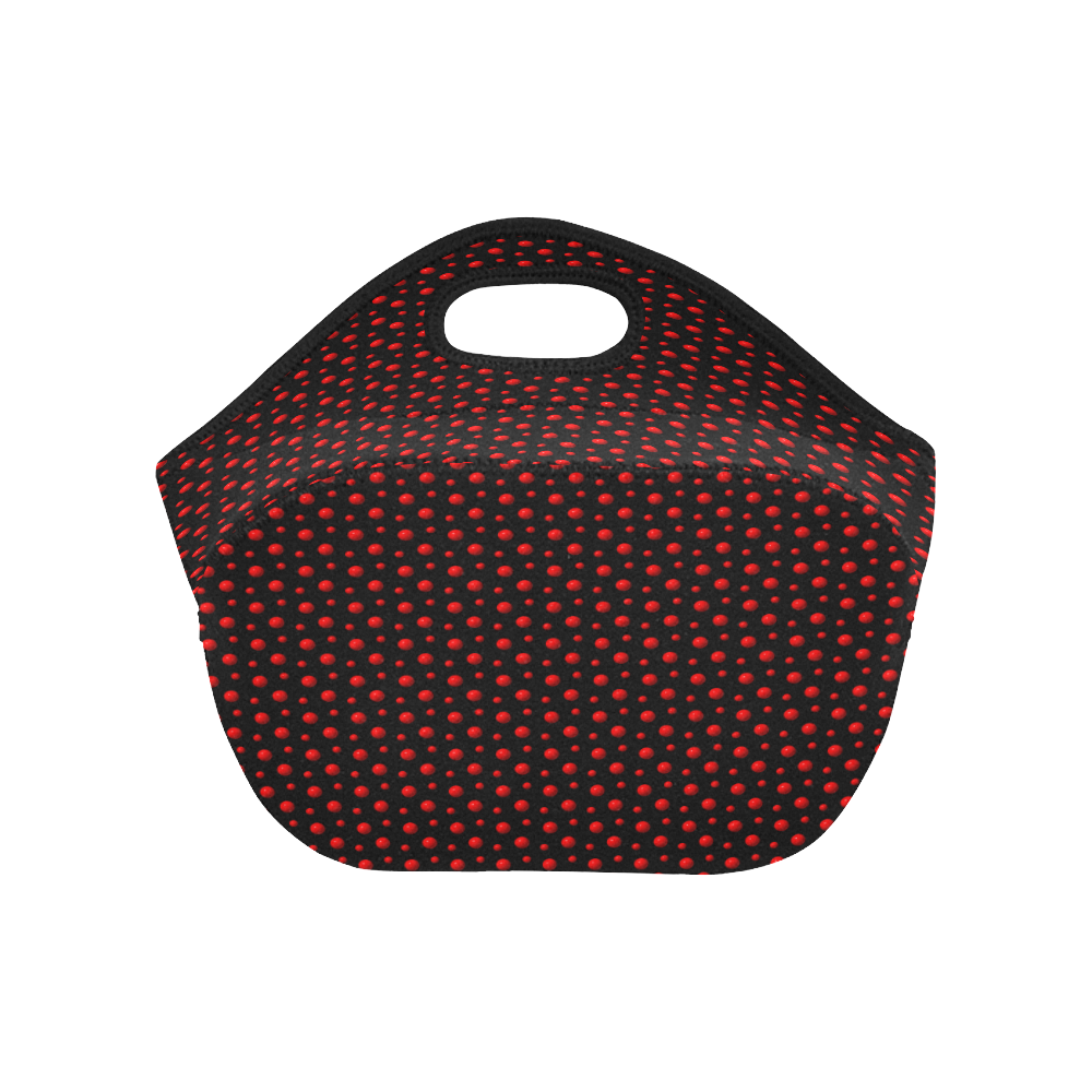 Rambunctious Red Polka Dots on Midnight Black Neoprene Lunch Bag/Small (Model 1669)
