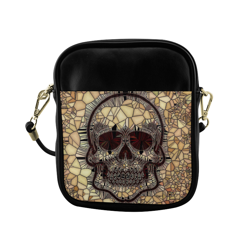 Glass Mosaic Skull,beige by JamColors Sling Bag (Model 1627)