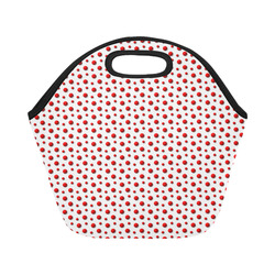 Rambunctious Red Polka Dots on Winter White Neoprene Lunch Bag/Small (Model 1669)