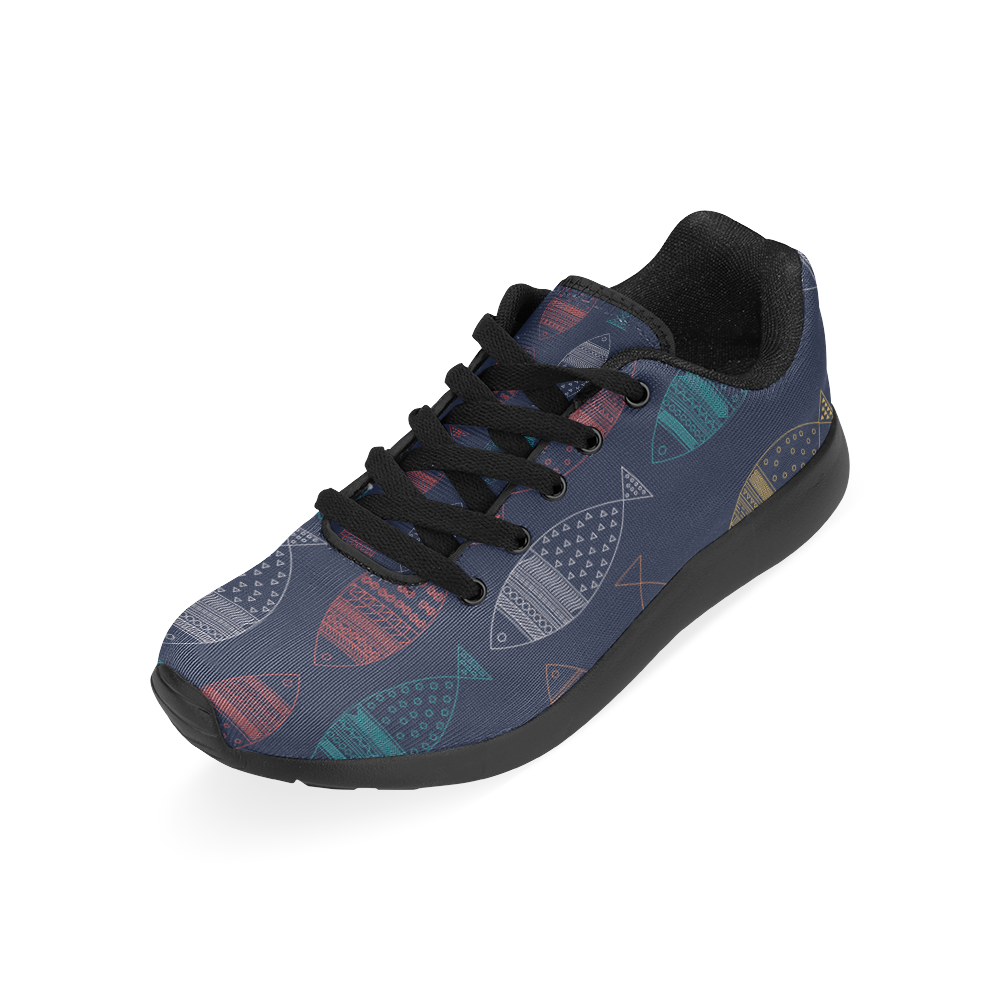 color abstract fish Kid's Running Shoes (Model 020)