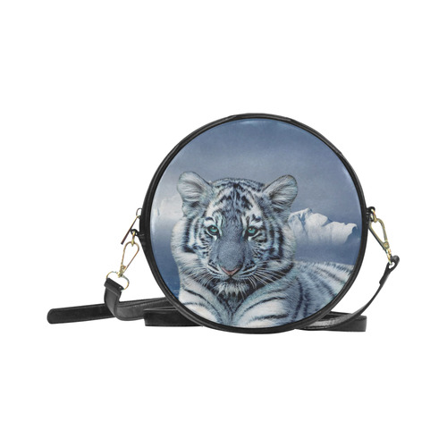 Blue White Tiger Round Sling Bag (Model 1647)