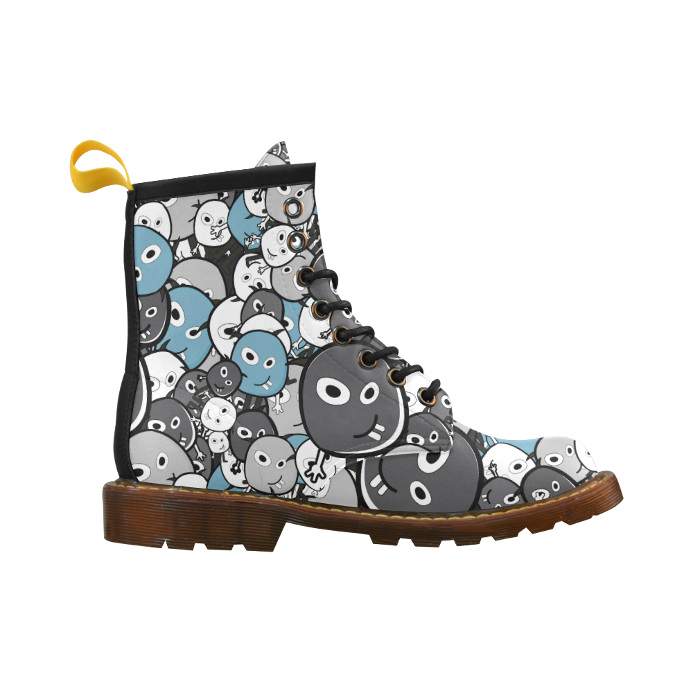 gray doodle monsters High Grade PU Leather Martin Boots For Women Model 402H