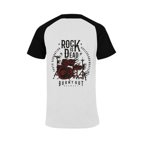 Rock Is Dead Black Men's Raglan T-shirt Big Size (USA Size) (Model T11)