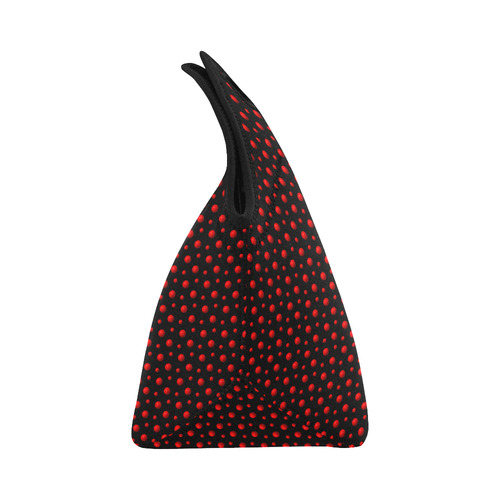 Rambunctious Red Polka Dots on Midnight Black Neoprene Lunch Bag/Small (Model 1669)