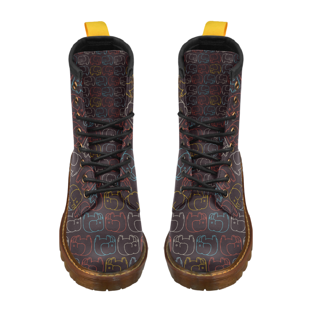 elephant pattern High Grade PU Leather Martin Boots For Women Model 402H