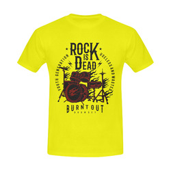 Rock Is Dead Yellow Men's Slim Fit T-shirt (Model T13)