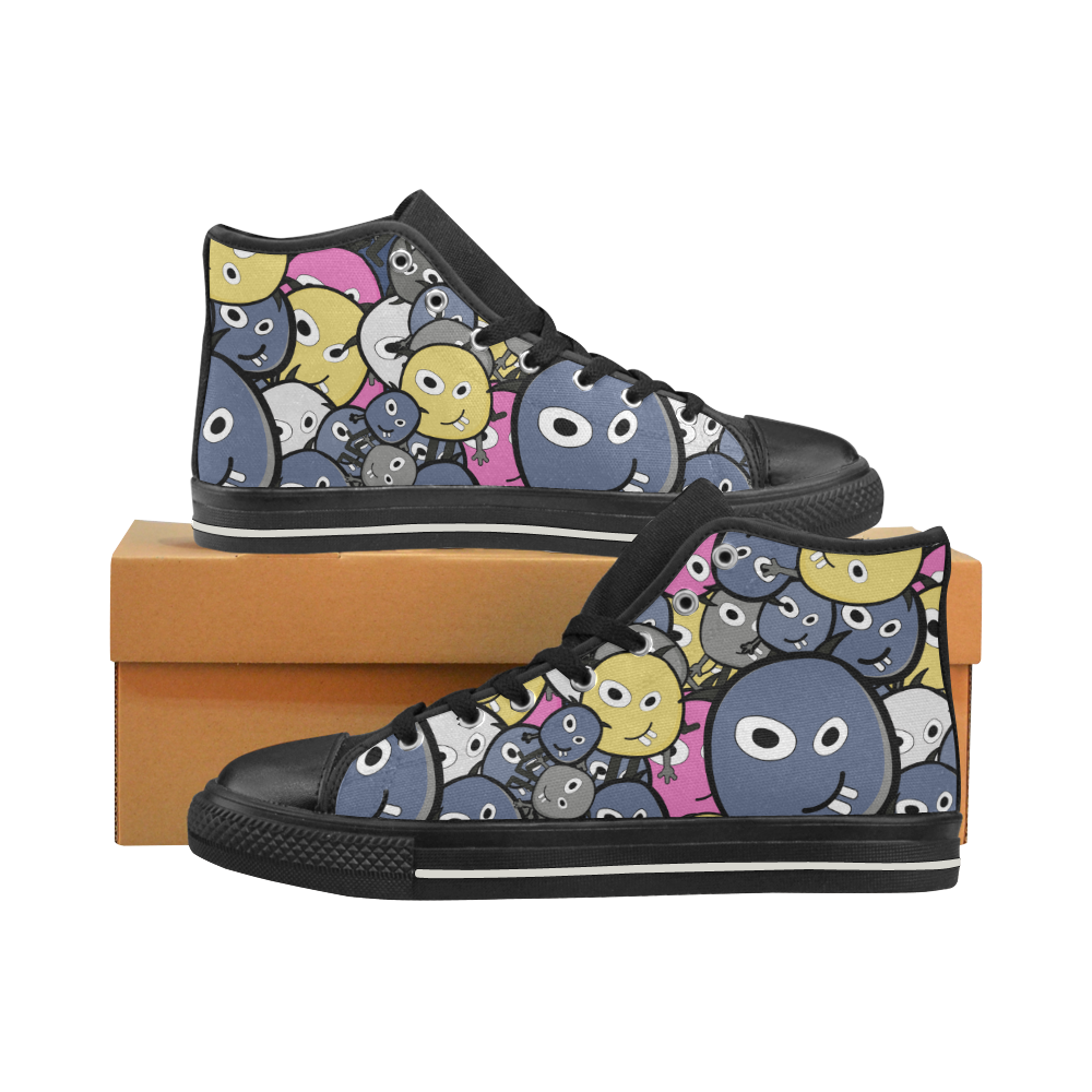 pink doodle monsters High Top Canvas Shoes for Kid (Model 017)