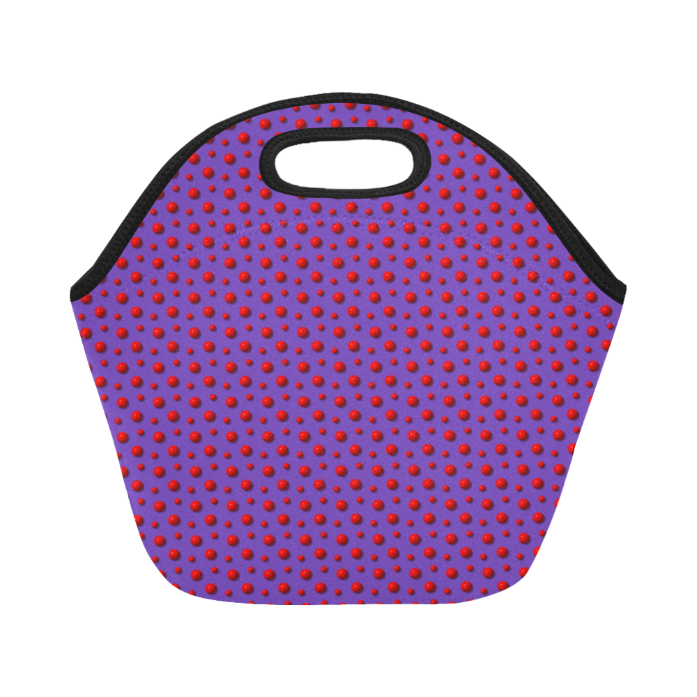 Rambunctious Red Polka Dots on Passionate Purple Neoprene Lunch Bag/Small (Model 1669)