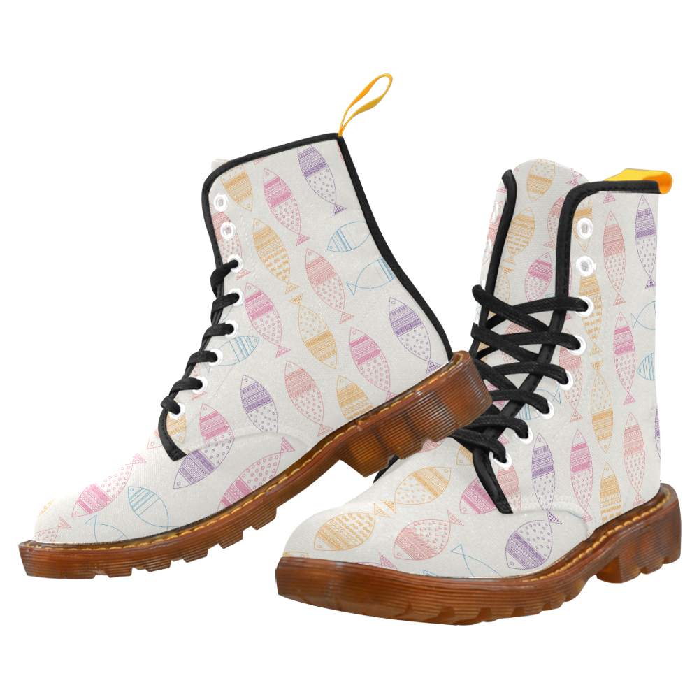 abstract tribal fish Martin Boots For Women Model 1203H