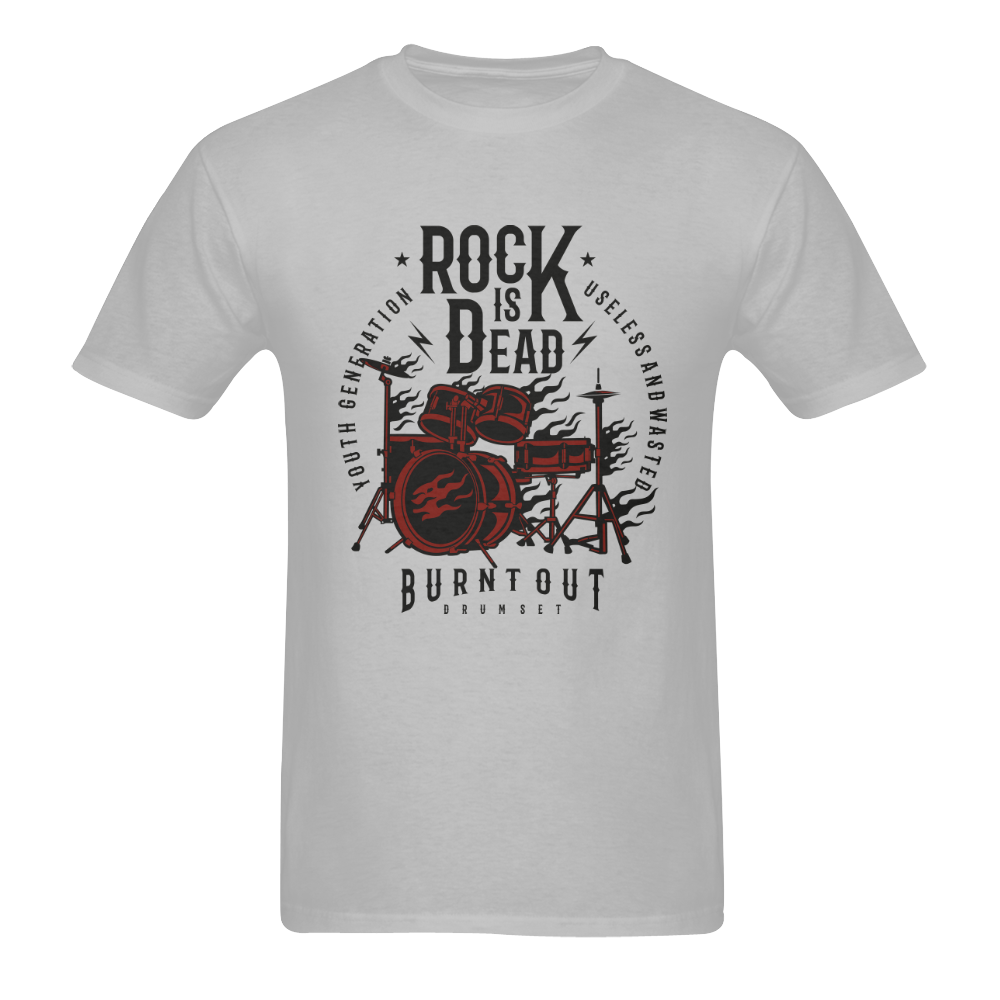 Rock Is Dead Grey Men's T-Shirt in USA Size (Two Sides Printing)