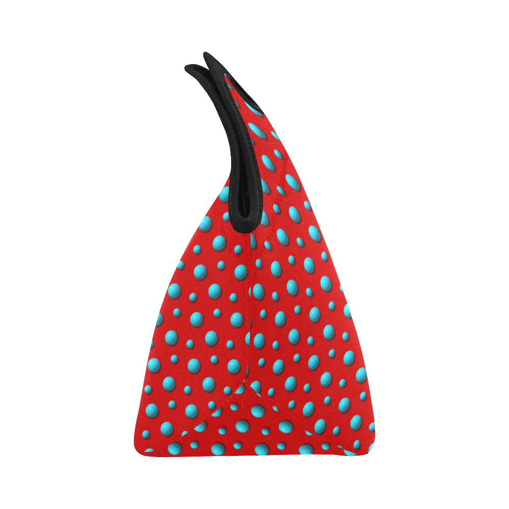 Terrific Turquoise Polka Dots on Ravishing Red Neoprene Lunch Bag/Small (Model 1669)