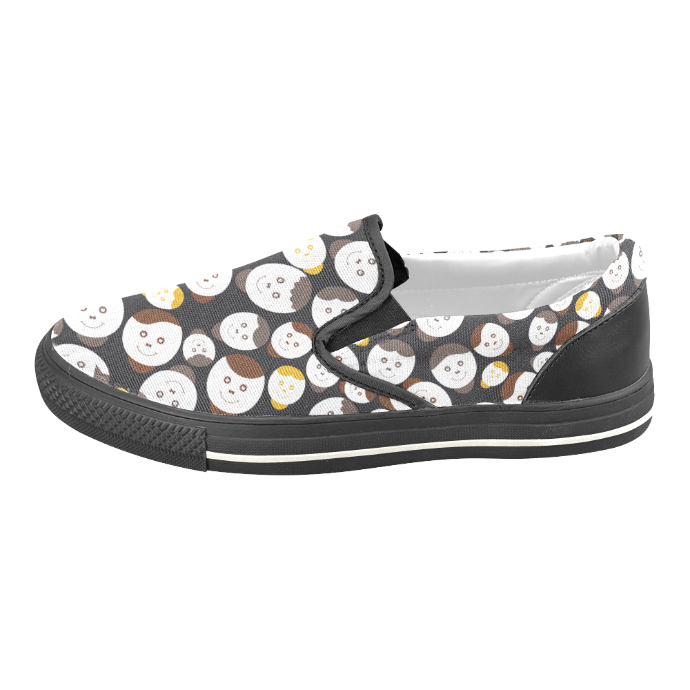 brown smiley faces Slip-on Canvas Shoes for Kid (Model 019)