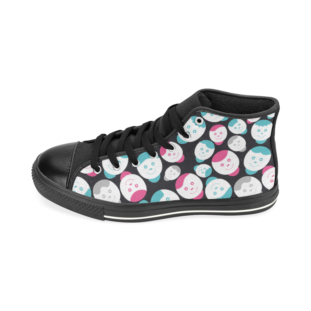 cartoon smiley faces High Top Canvas Shoes for Kid (Model 017)