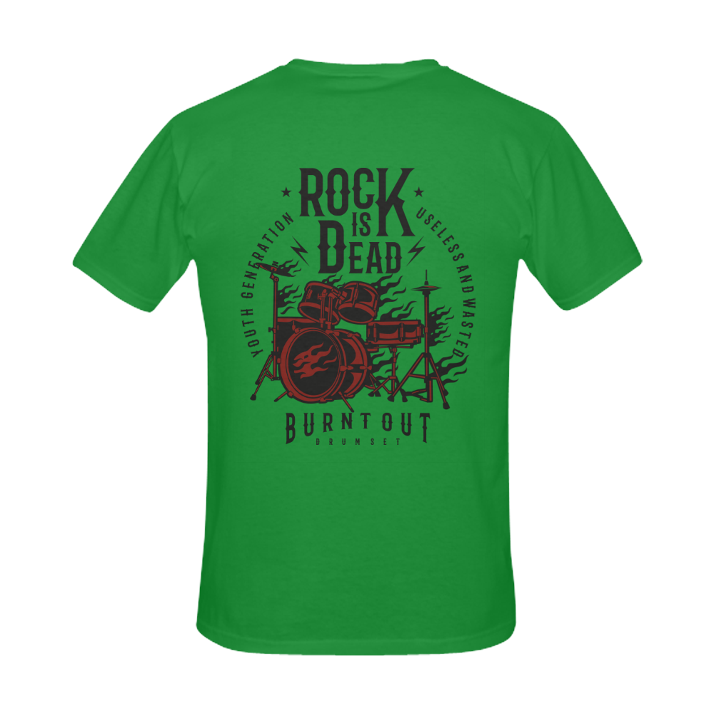 Rock Is Dead Green Men's Slim Fit T-shirt (Model T13)