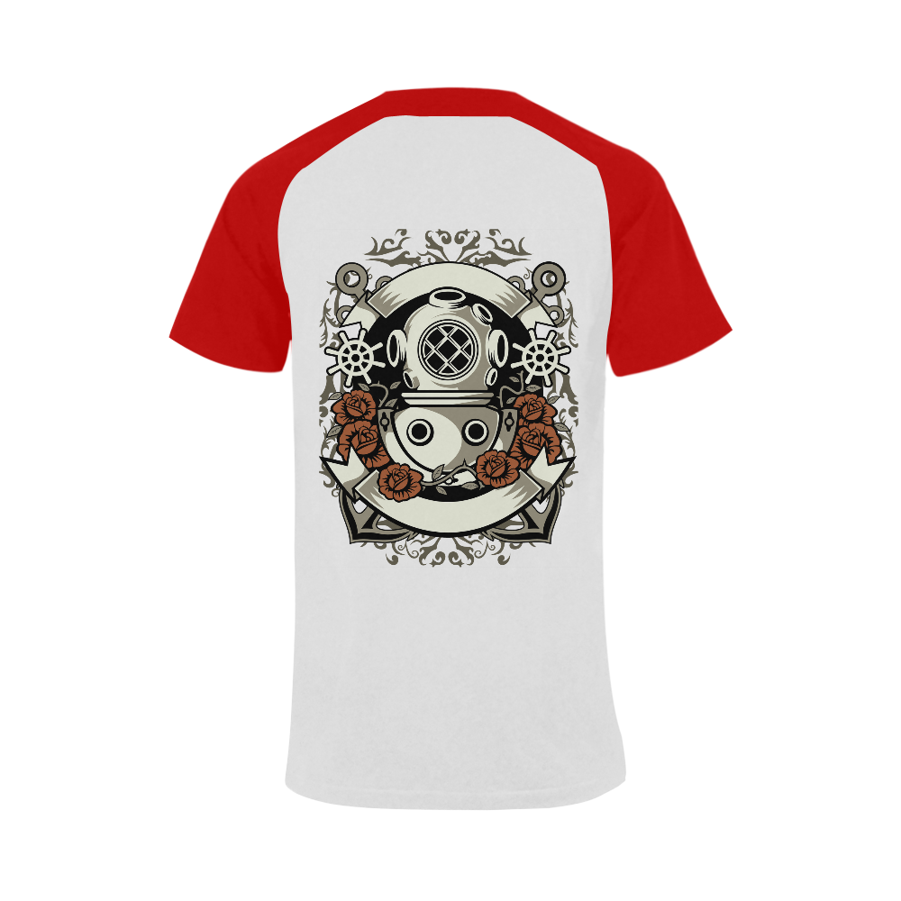 Diver Red Men's Raglan T-shirt Big Size (USA Size) (Model T11)