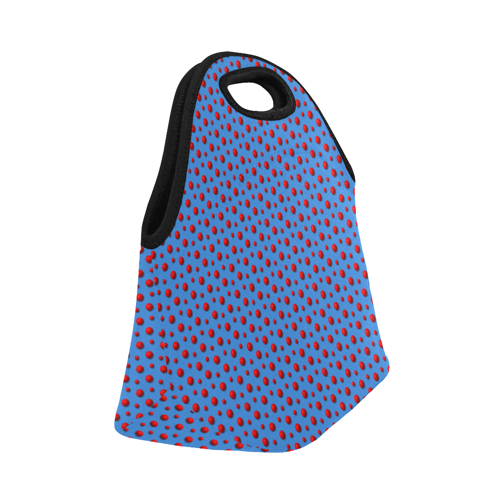 Rambunctious Red Polka Dots on Beautiful Blue Neoprene Lunch Bag/Small (Model 1669)