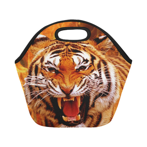 Tiger and Flame Neoprene Lunch Bag/Small (Model 1669)