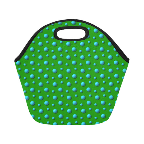 Terrific Turquoise Polka Dots on Glorious Green Neoprene Lunch Bag/Small (Model 1669)