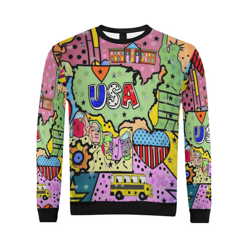 USA Popart 2018 by Nico Bielow All Over Print Crewneck Sweatshirt for Men/Large (Model H18)