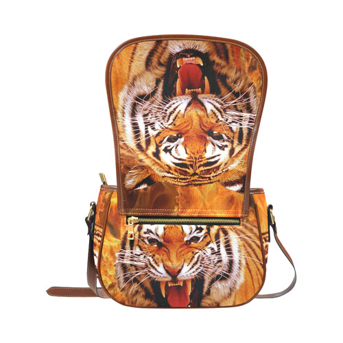 Tiger and Flame Saddle Bag/Large (Model 1649)