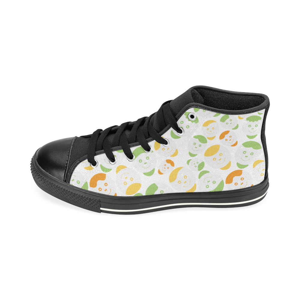 green smiley faces High Top Canvas Shoes for Kid (Model 017)