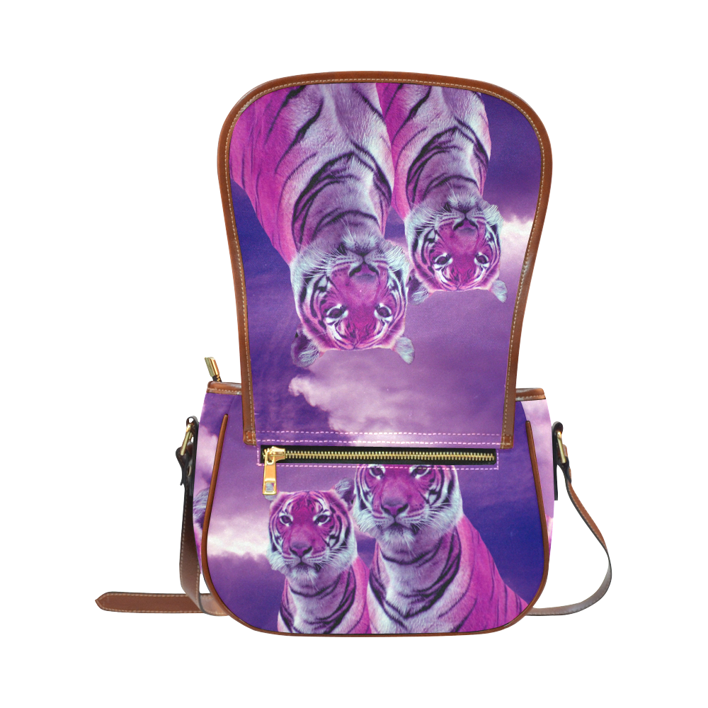 Purple Tigers Saddle Bag/Large (Model 1649)