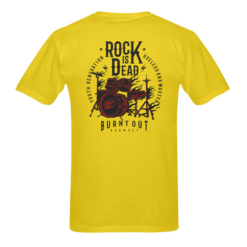 Rock Is Dead Yellow Sunny Men's T- shirt (Model T06)