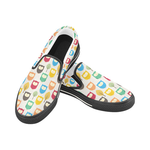 fabric cute owl Slip-on Canvas Shoes for Kid (Model 019)